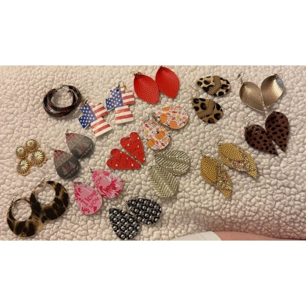 Lot of 15 - Mixed Metals / Leather Earrings | Holiday Fashion Fun Celebration
